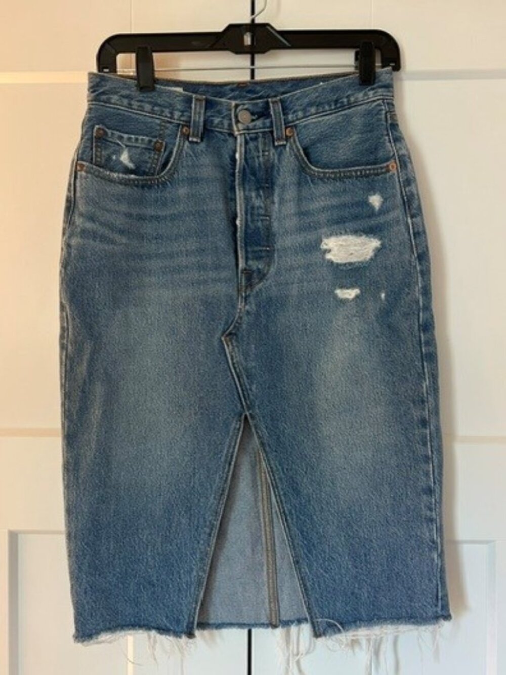 LEVI'S Denim Pencil Skirt with Front Slit